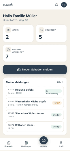 Mieter-App von zuwab